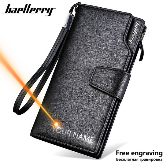 Men Long Card Holder Zipper PU Leather Wallet