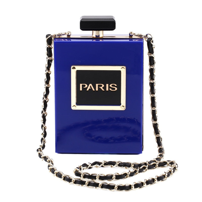 Women's Acrylic Paris Perfume Shaped Clutch Purse