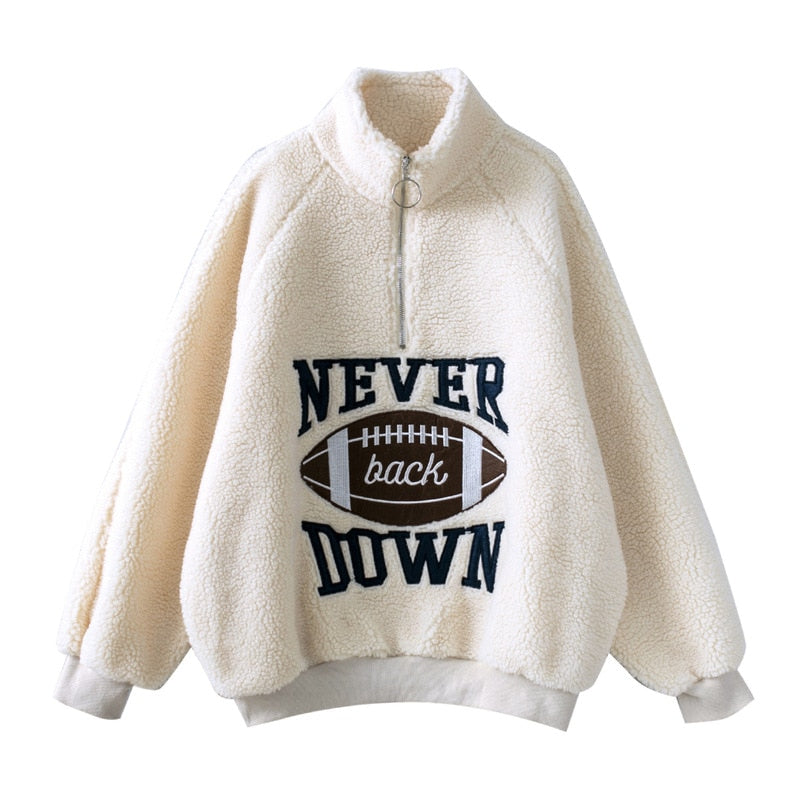 "Never Down" Long Sleeve Hoodie Ladies Sweatshirt