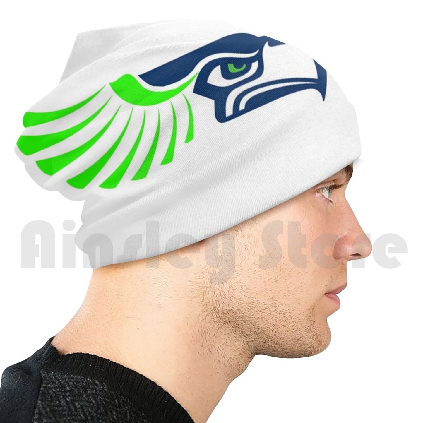 Seahawks Face Beanie Hedging Cap DIY Print Cushion Seahawks Seattle Football Wilmington College Green North Carolina