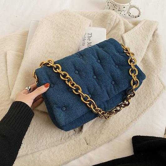 Quilted Chain PU Leather Shoulder Purse