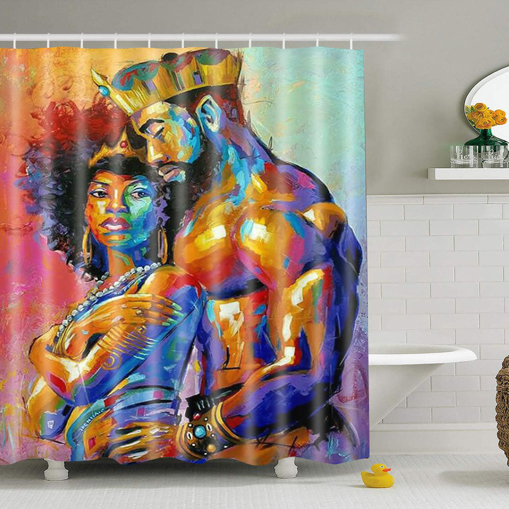 Black Woman w/ Gold Waterproof Shower Curtain