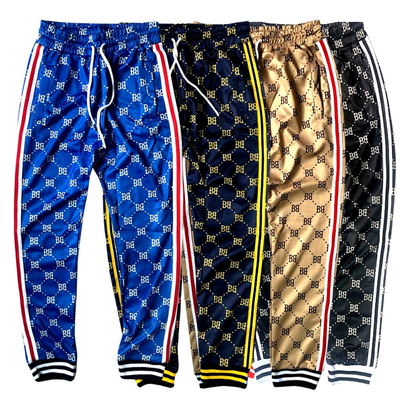 Men's Plaid 3D Printed Stitching Slim Training Sweatpants