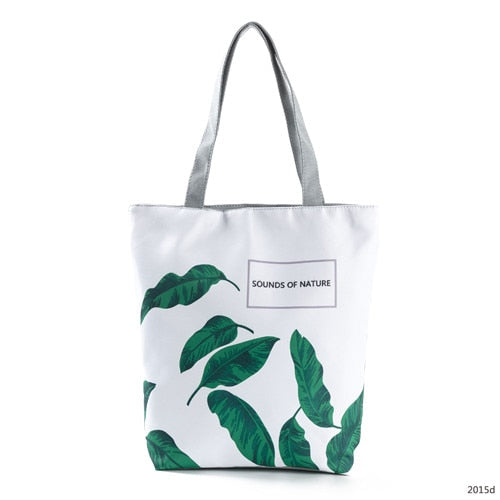 Floral Print Women Shoulder Canvas Shopping Tote Bag