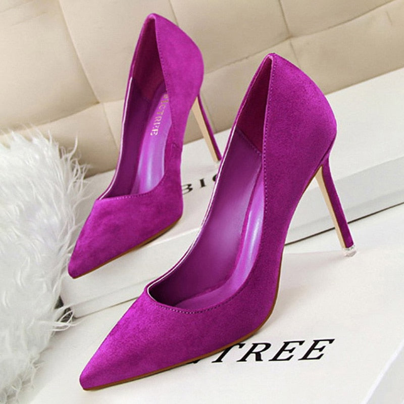 Solid Pointed Toe Stiletto High Heel Ladies Pumps