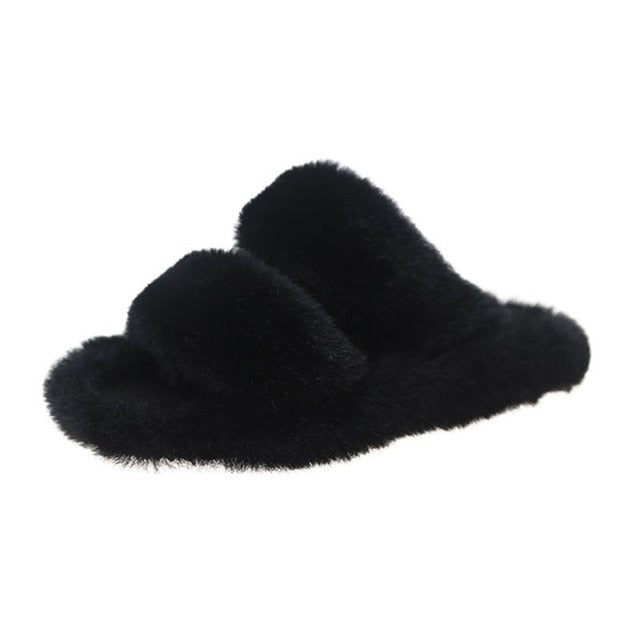 Women's Furry Open Toe Slides/Slippers