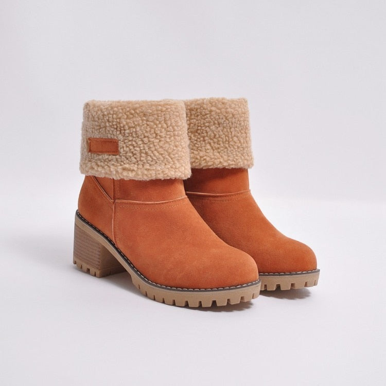 Fur Inner Platform Round Toe Ankle Snowboots