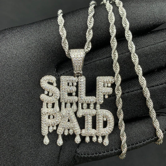 Iced Out Bubble "Self Paid" Pendant Rope Chain