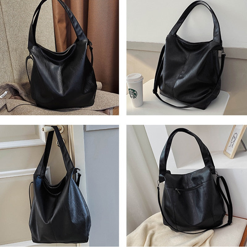 Soft Leather Large Capacity Handbag Tote Shoulder Bag