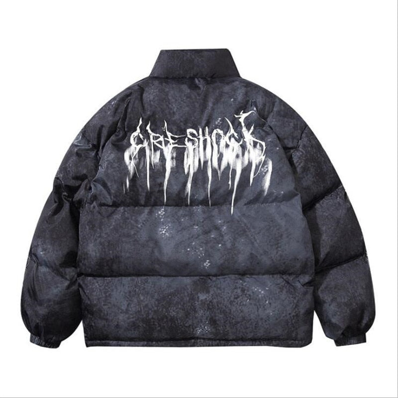 Men's Hip Hop Oversize Padded Bomber Graffiti Jacket