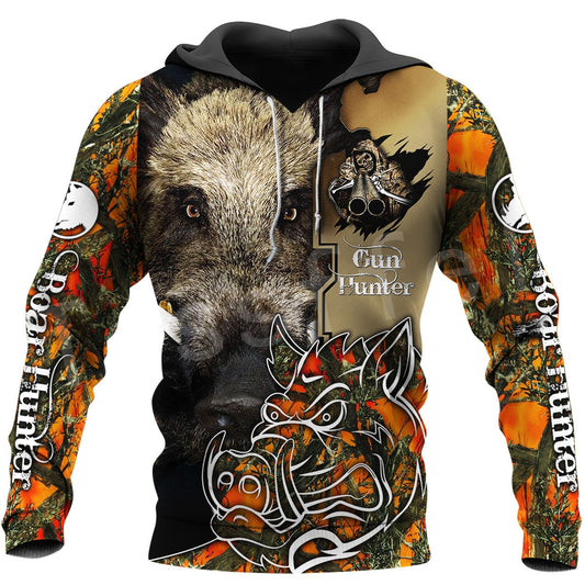 Boar Hunter Camoflauge Tattoo 3D Print Men's Hoodie Sweatshirt