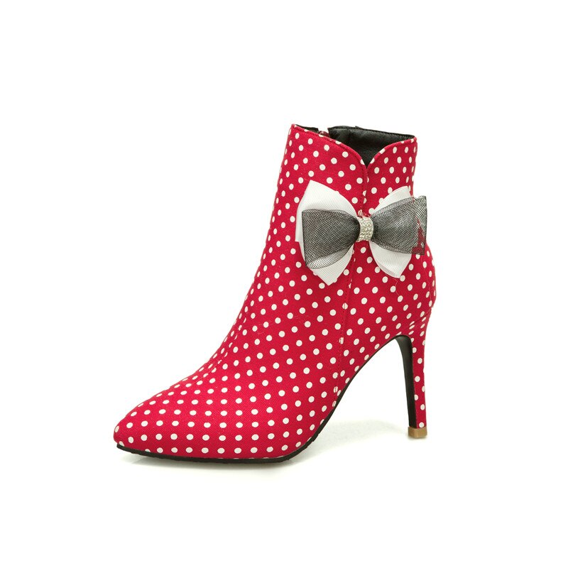 Lolita Bow Polka Dot Ankle Boots