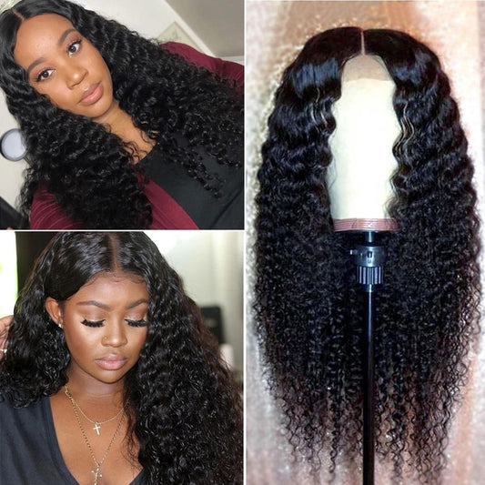 Indian Deep Curly Lace Front Wig Human Hair Wigs For Black Women Deep Wave 4x4 Closure Wig Glueless Curly Lace Frontal Wig