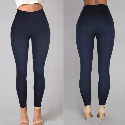 Long Ladies High Waist Pocketed Pencil Pants