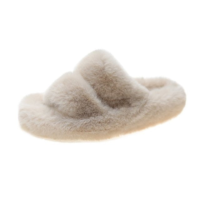 Women's Furry Open Toe Slides/Slippers