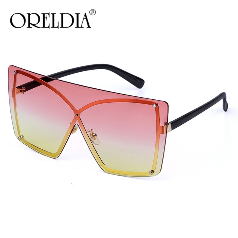 Oversized Rimless Square Sunglasses Metal UV400