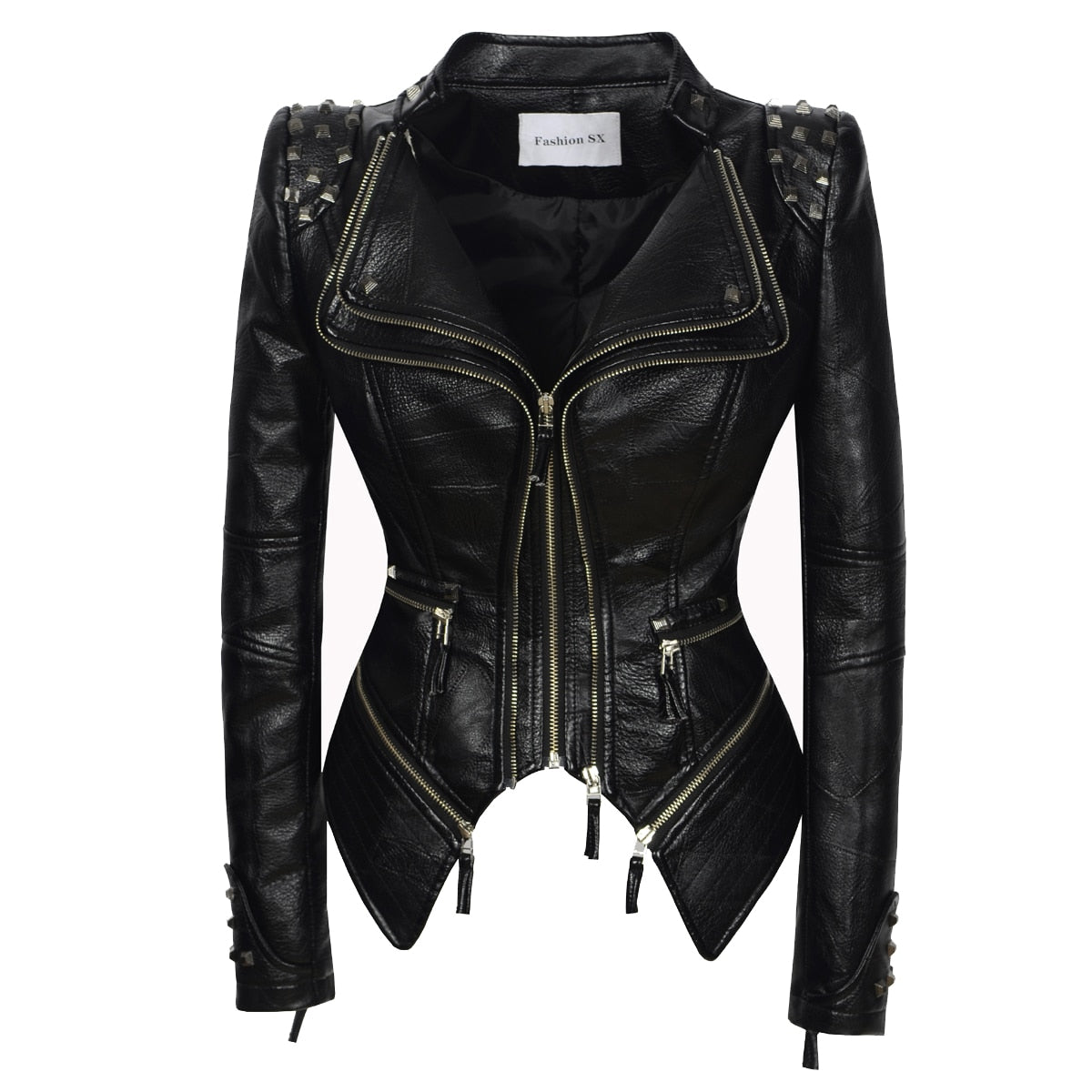 Snake Print Motorcycle Faux PU Leather Ladies Jacket