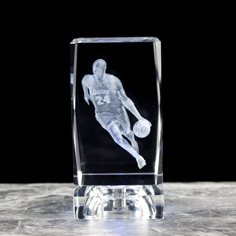 Mamba Never Out Crystal 3D Kobe Bryant Laser Engraved Cube