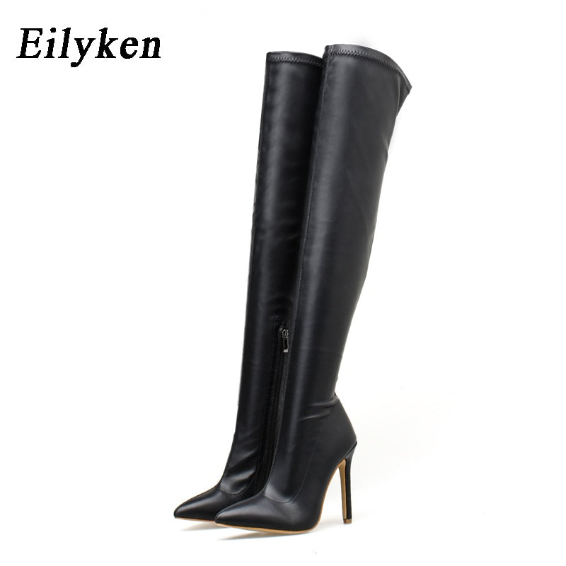 Over The Knee Women Boots Stretch High Heel Pointed Toe Boots