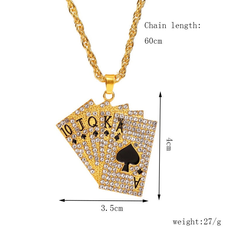 Playing Cards Pendant Necklace Chain