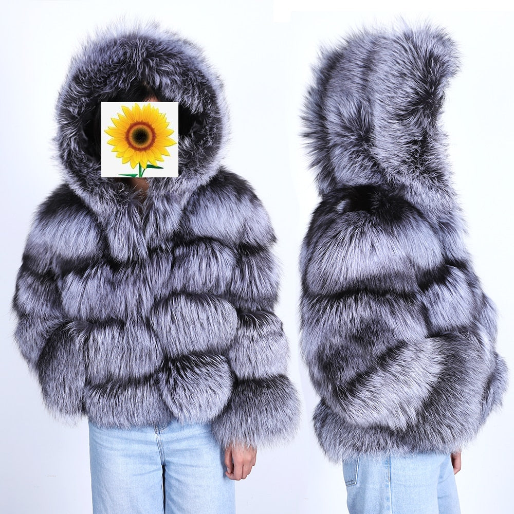 Genuine Ladies Short Real Fox Fur-Vests, Coats & Hooded Jackets