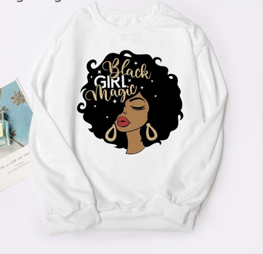 Black Woman Graphic Print Hoodie Sweatshirts