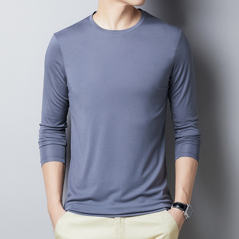 Men's Cotton Long sleeve Solid Color Slim Fit T-Shirt