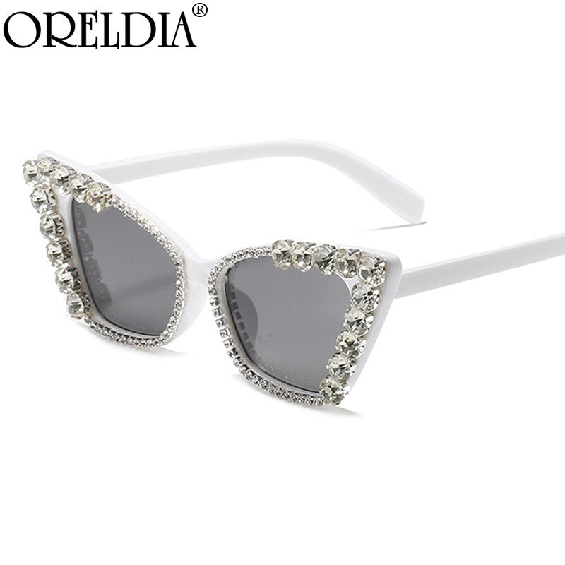 Diamond Cat Eye Vintage Punk Rhinestone Sun Glasses Female Luxury Brand Designer Eyewear UV400