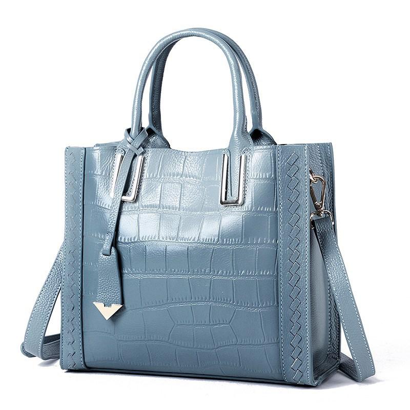 Stone Pattern Genuine Leather Leather Handbag