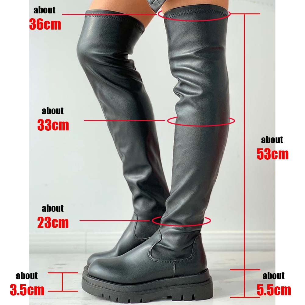 Soft Platform Thigh High Chunky Heel Over The Knee Women's Boots