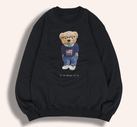 Teddy Bear "It Is What It Is" Letter Printed Unisex Heavy Blend Crewneck Sweatshirts