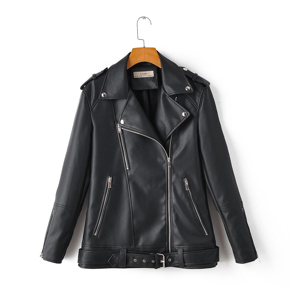 Women's Faux Soft PU Leather Motorcycle Punk Zipper Rivet Biker Jacket