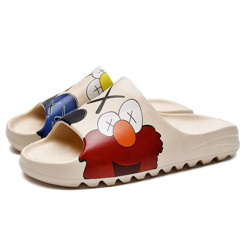 Unisex Fish Mouth Yeezy Style Lightweight Graffiti Slipper Slides