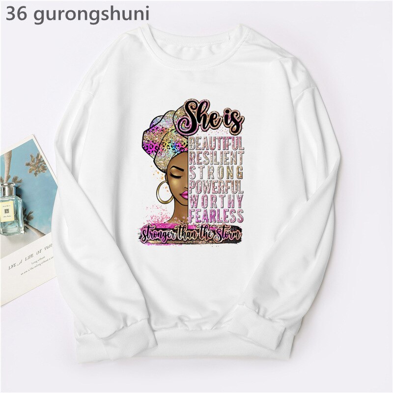 Black Woman Graphic Print Hoodie Sweatshirts