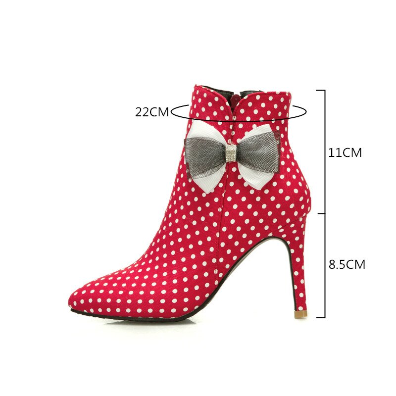 Lolita Bow Polka Dot Ankle Boots