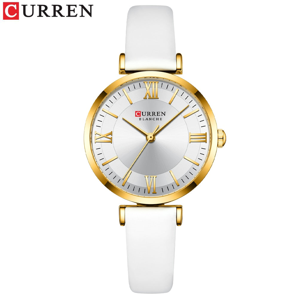 Round Quartz Leather Ladies Watches