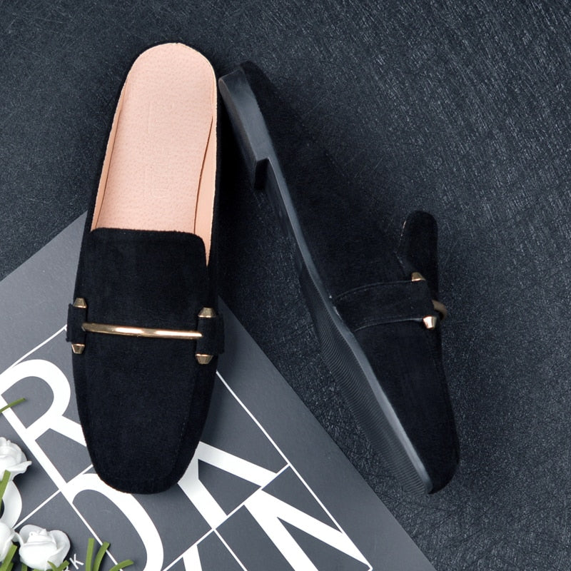 Slip-On Wooden Block Heel Ladies Platform Mules