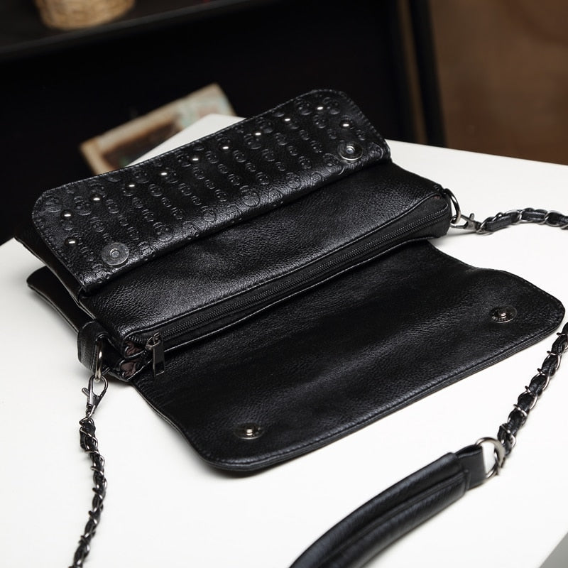 Rivet Design Black Leather Purse