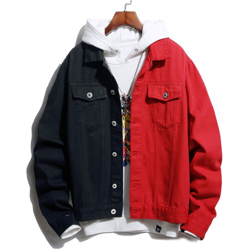 Men's Colorblock Stitching Denim Jean Jacket