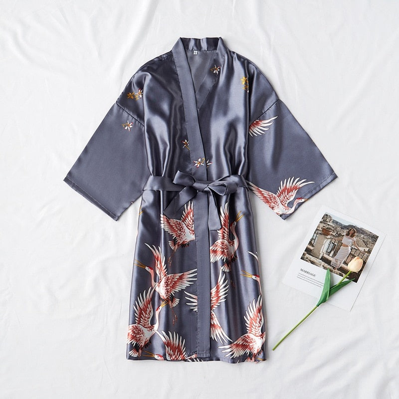 Satin Silky Ladies Kimono Robes