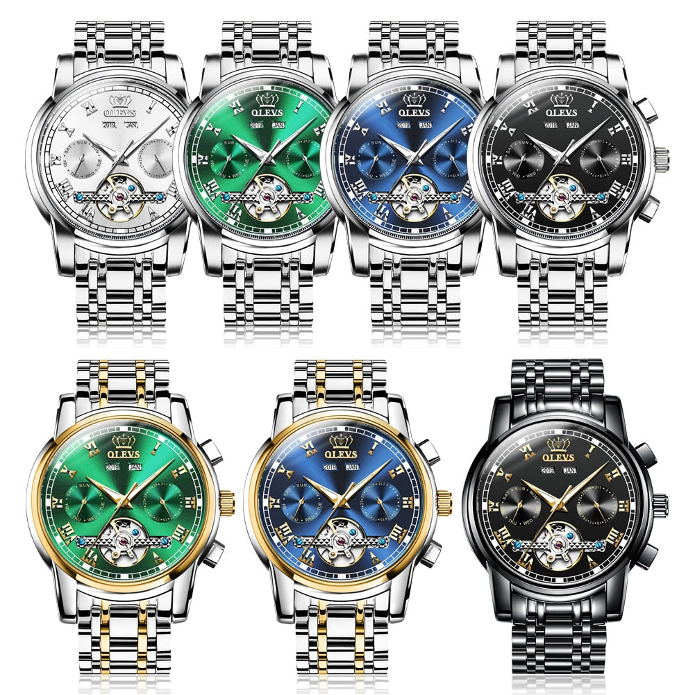 Automatic Self-Wind Mechanical Men Watches Stainless Steel Waterproof