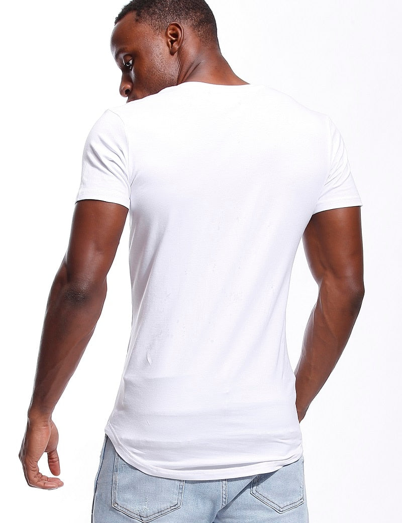 Men's Deep V-Neck Low Cut T-Shirt Invisible Undershirt