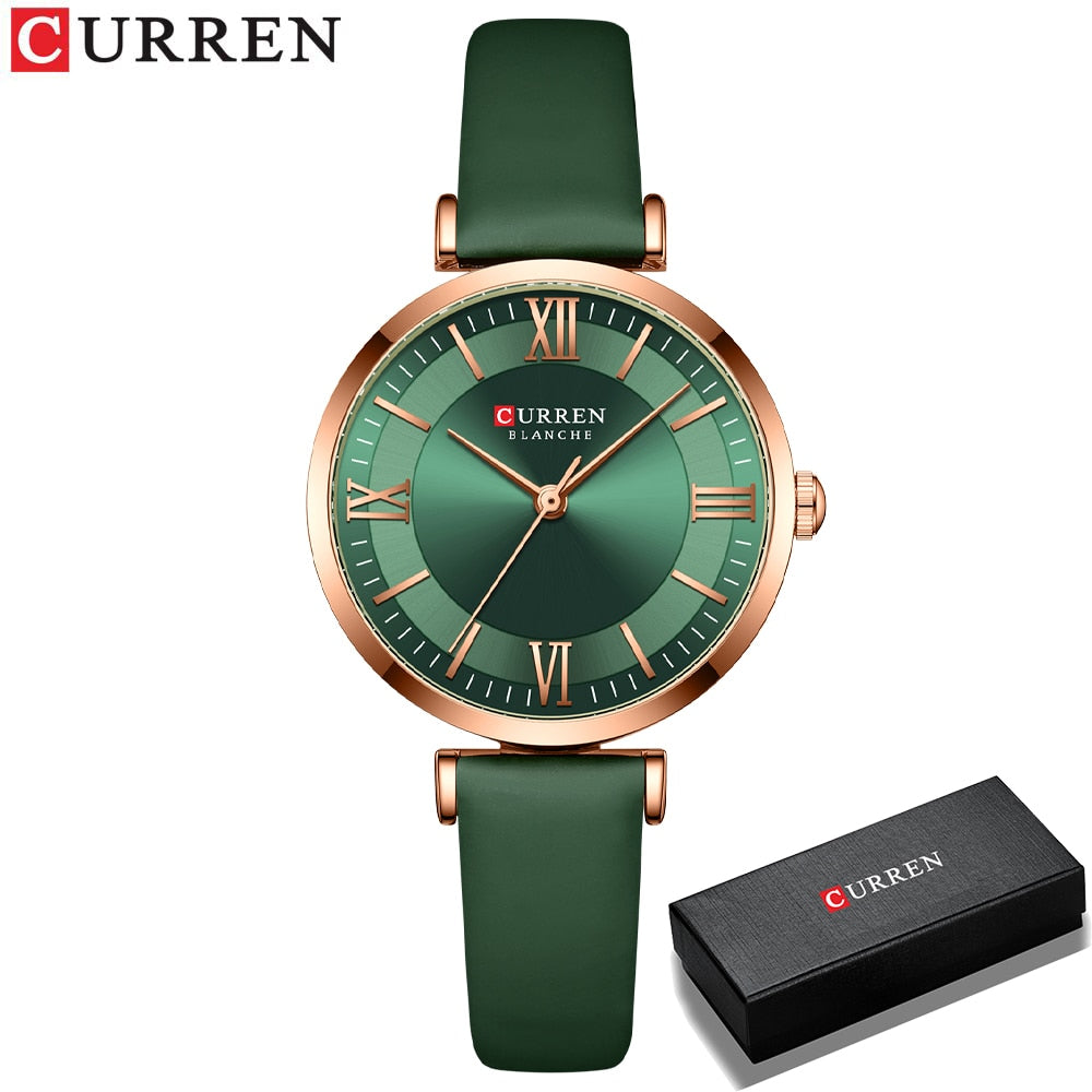 Round Quartz Leather Ladies Watches