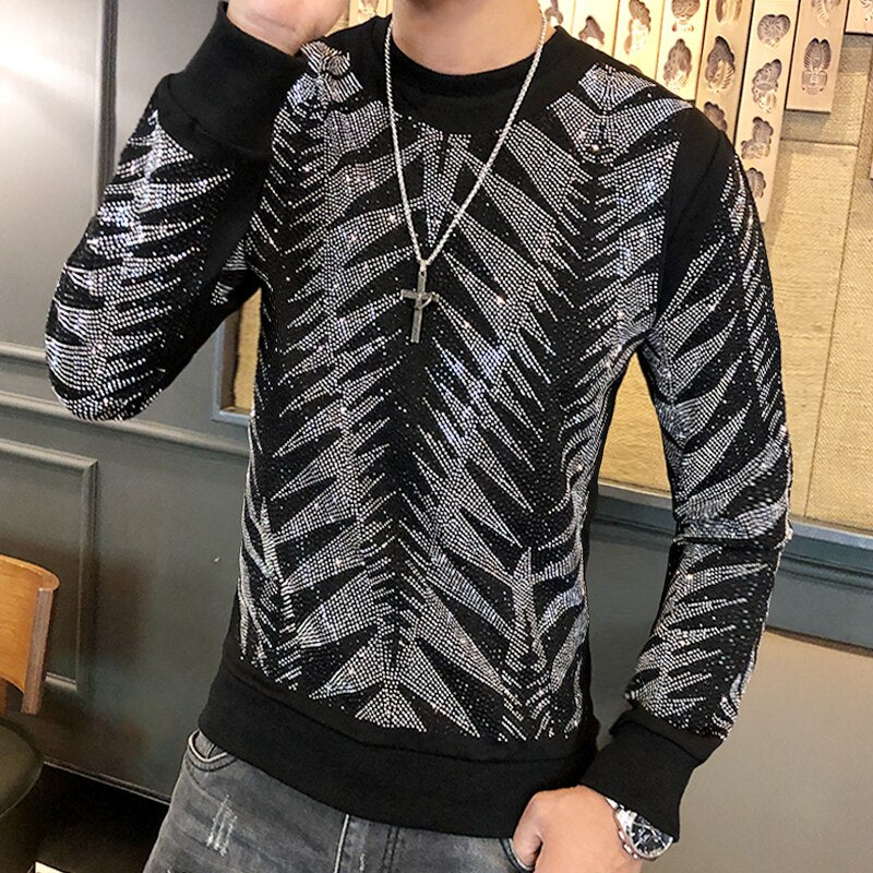 Men's Black Diamond Long Sleeve Pullover Gothic Sweater