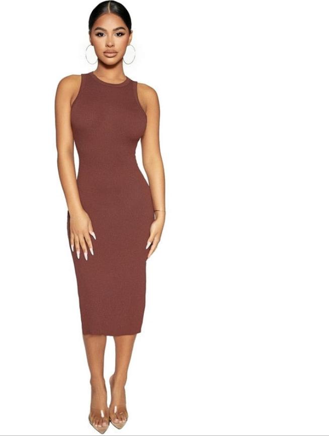 Ribbed Knitted Bodycon Wrap Dress