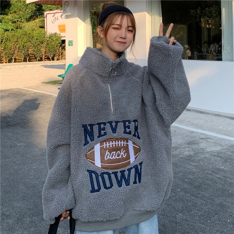 "Never Down" Long Sleeve Hoodie Ladies Sweatshirt