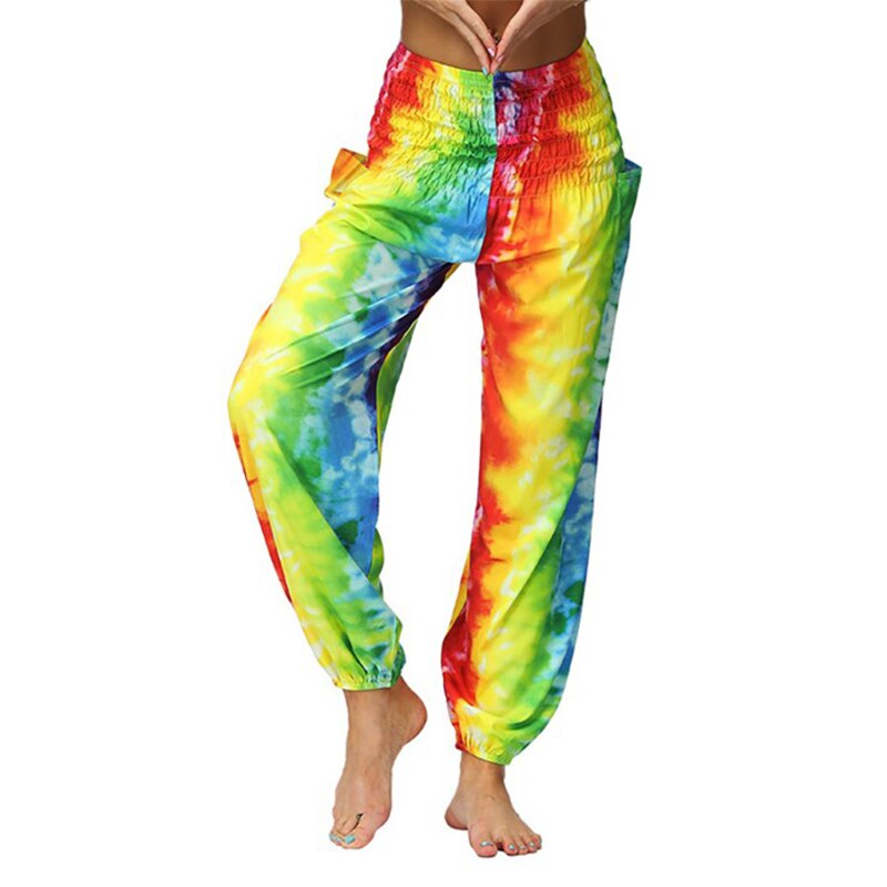 Tie-Dye Pocket Gradient Bohemian Ladies Pants Plus to 5X