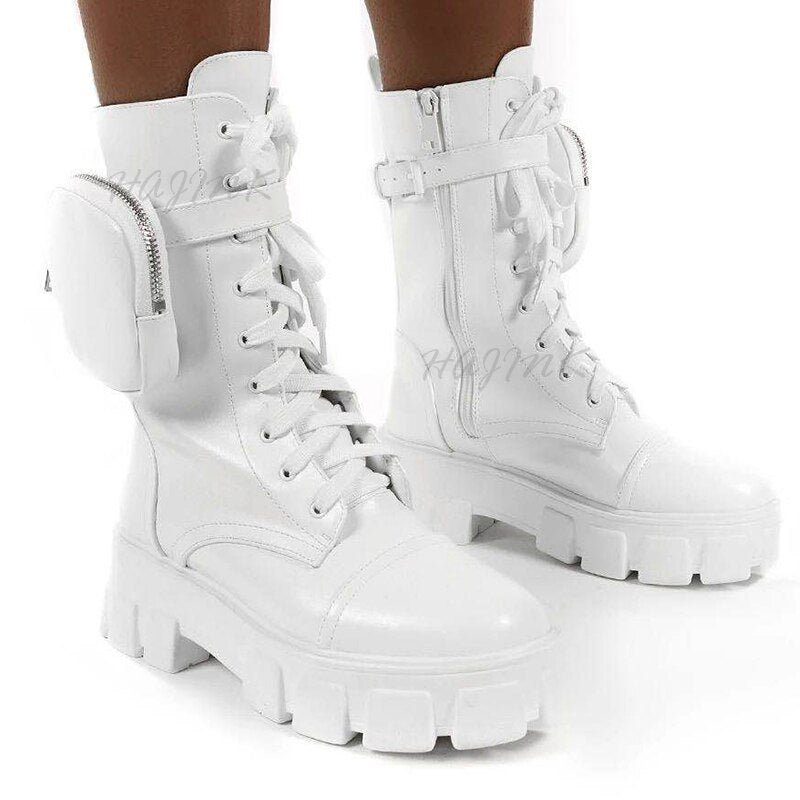 Chunky Pocket Platform Ladies Boots