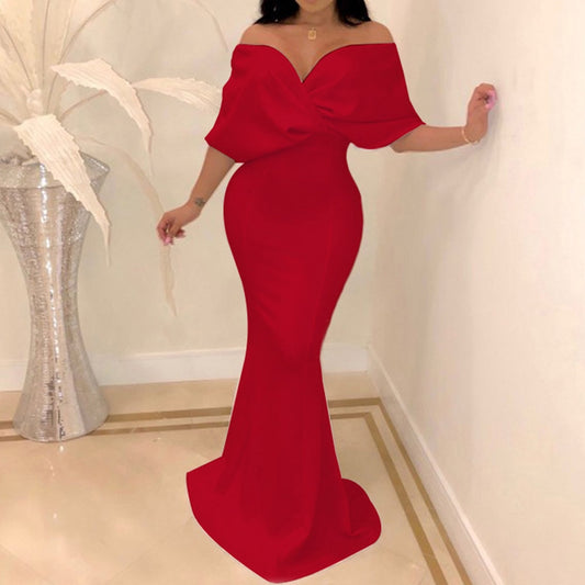 Off-the-Shoulder Bodycon Mermaid Backless Floor Length Party Dress