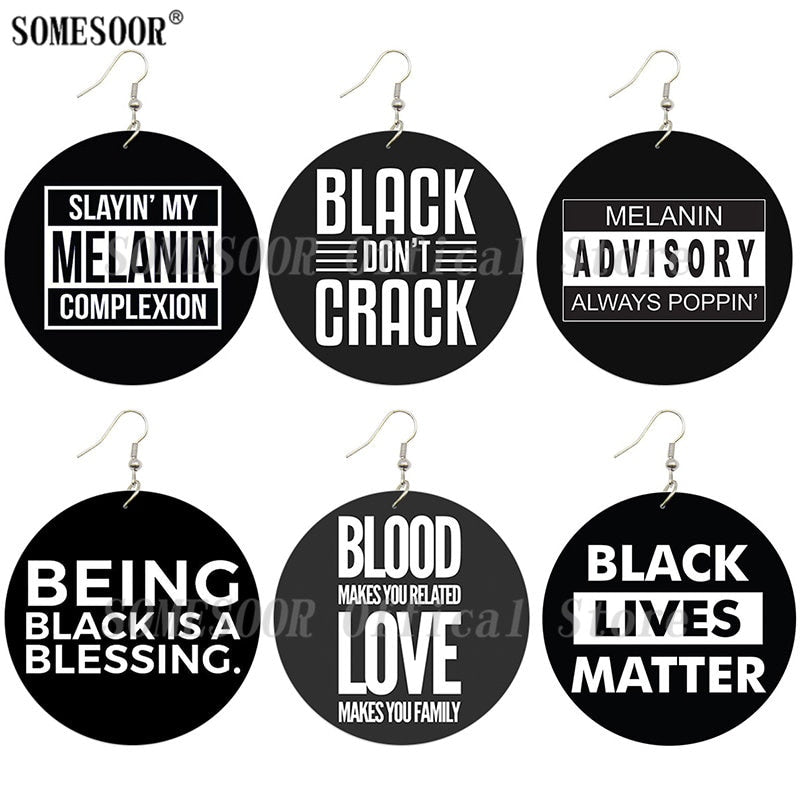 Black Live Matter Sayings Blessing Women Wooden Drop Earrings